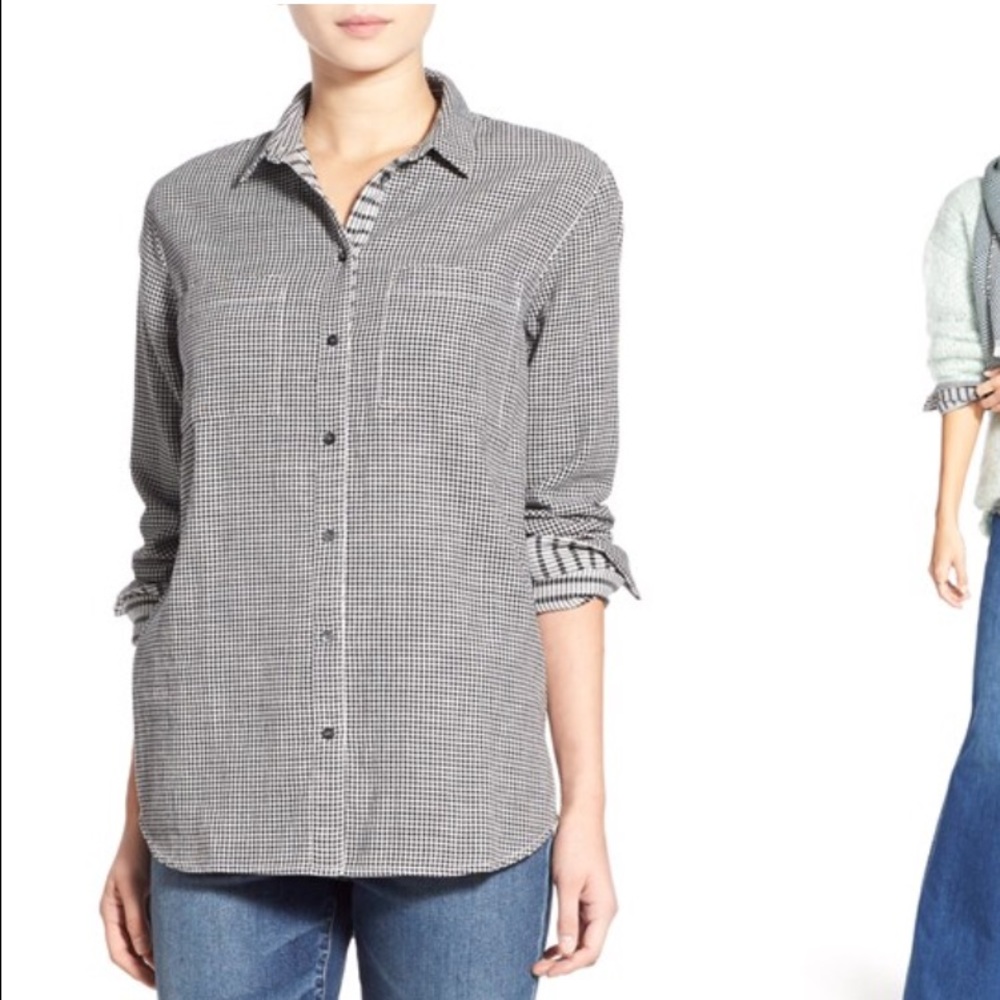 Madewell black gingham oversize boyfriend shirt